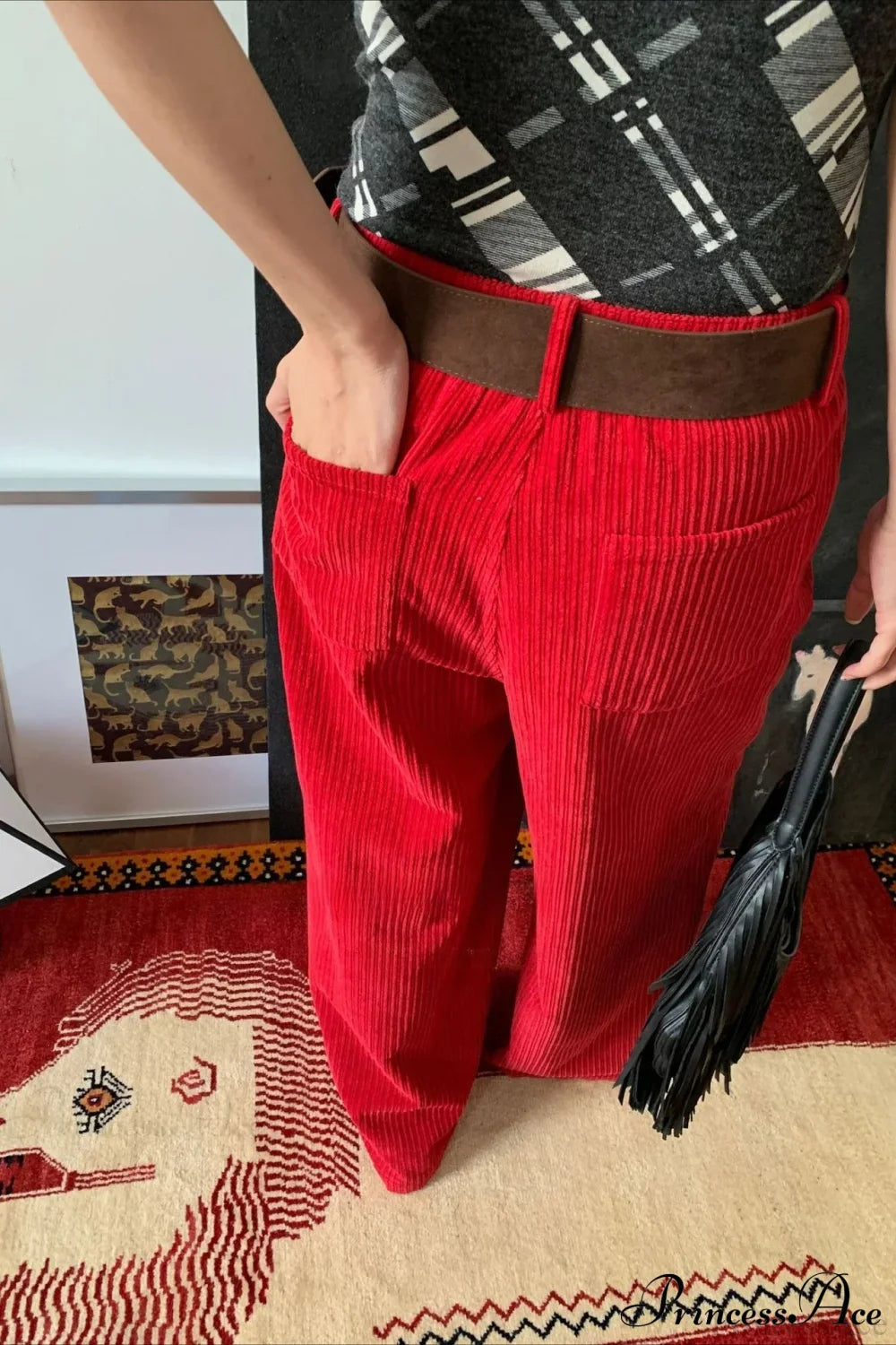 Corduroy High-Waist Wide-Leg Minimal Pants image 3