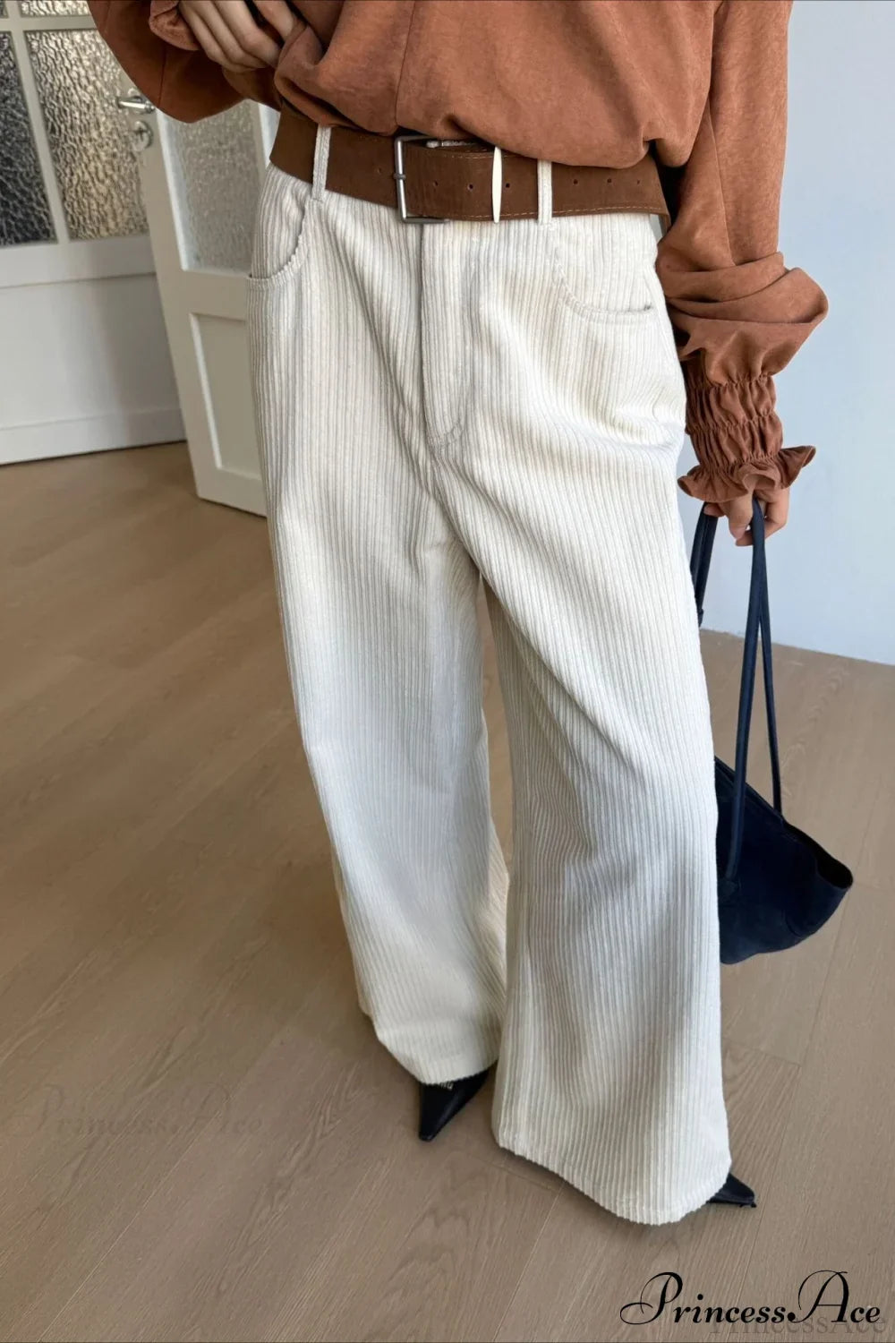 Corduroy High-Waist Wide-Leg Minimal Pants image 12