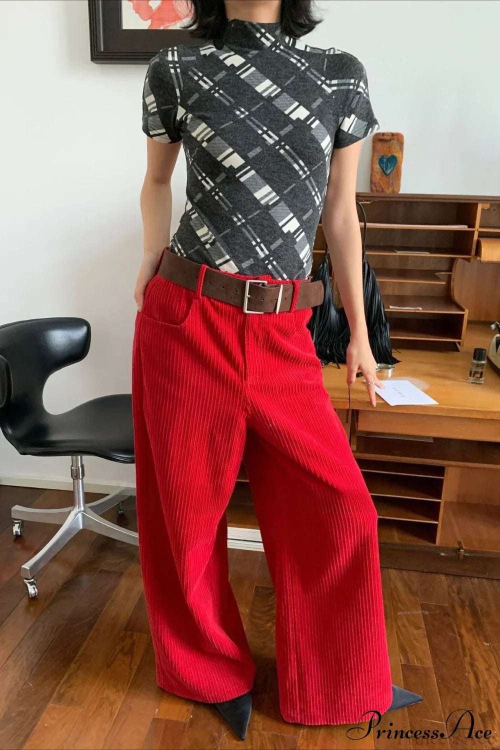 Corduroy High-Waist Wide-Leg Minimal Pants image 2