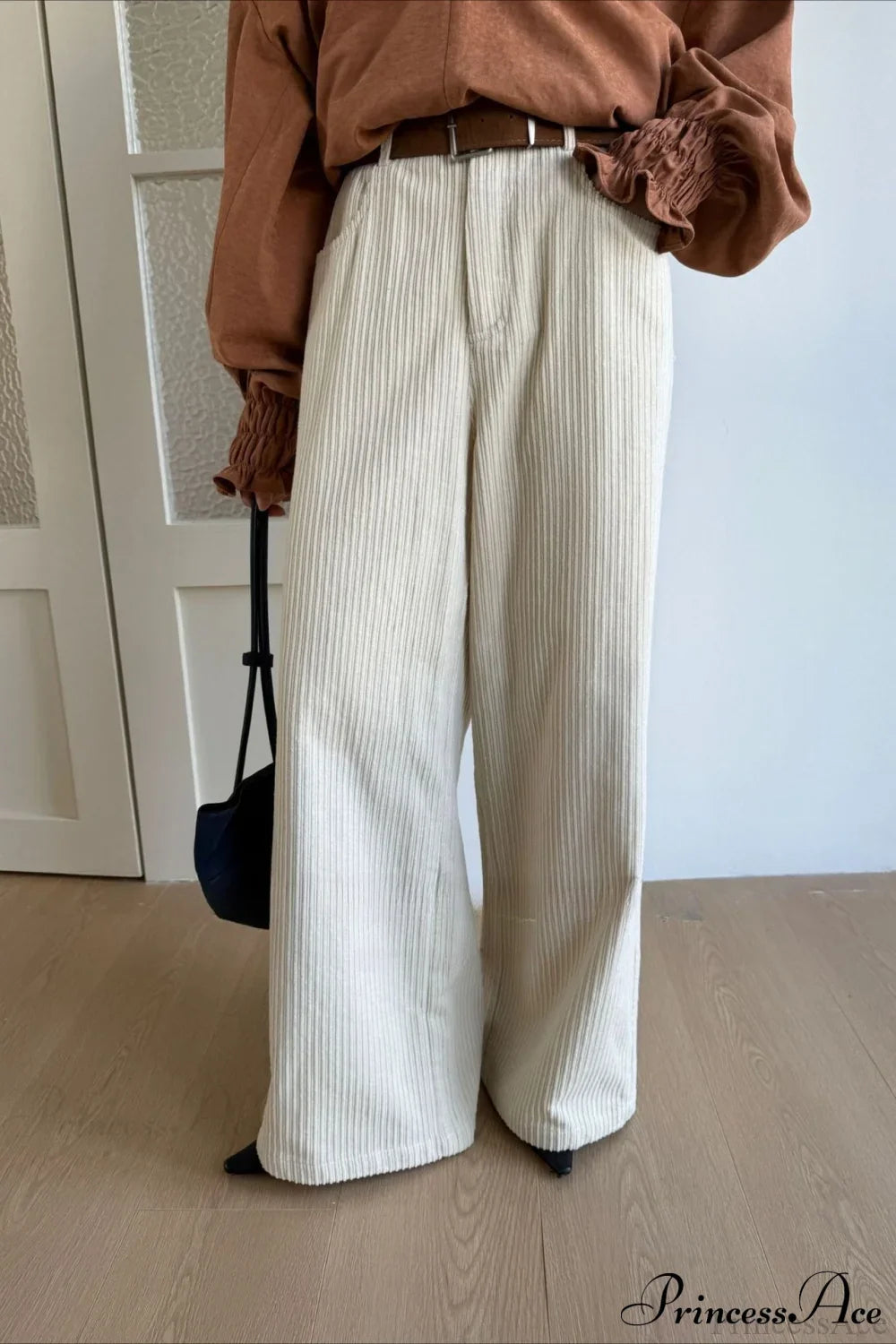 Corduroy High-Waist Wide-Leg Minimal Pants image 11