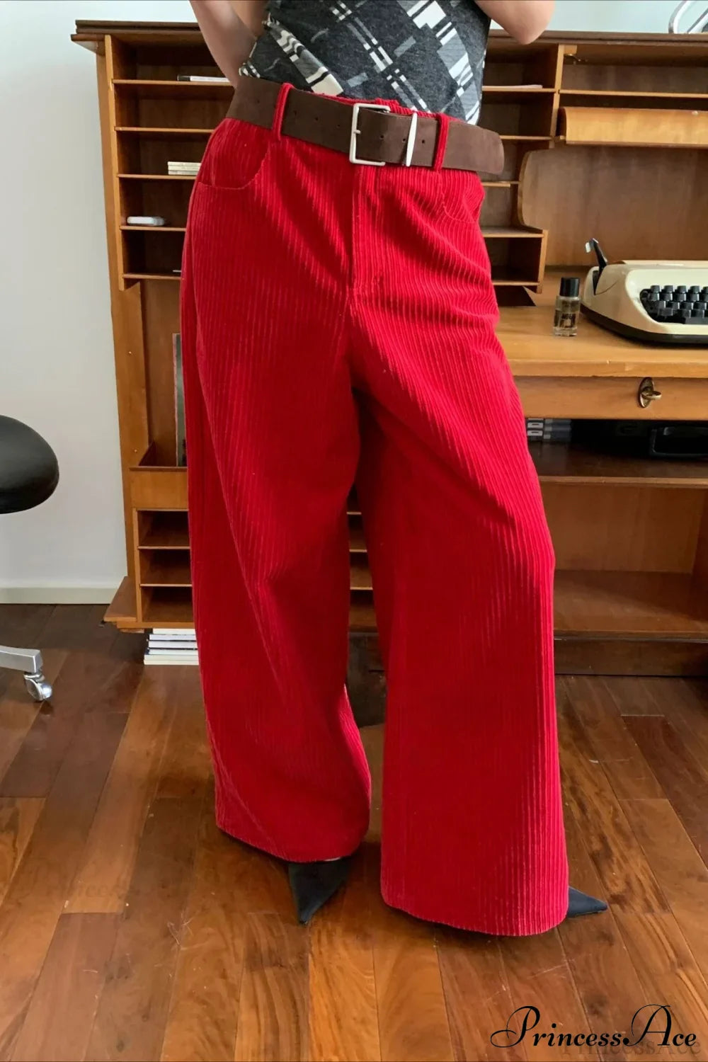 Corduroy High-Waist Wide-Leg Minimal Pants image 1