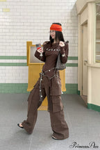 Corduroy Paneled Double Pocket Cargo Pants image 3