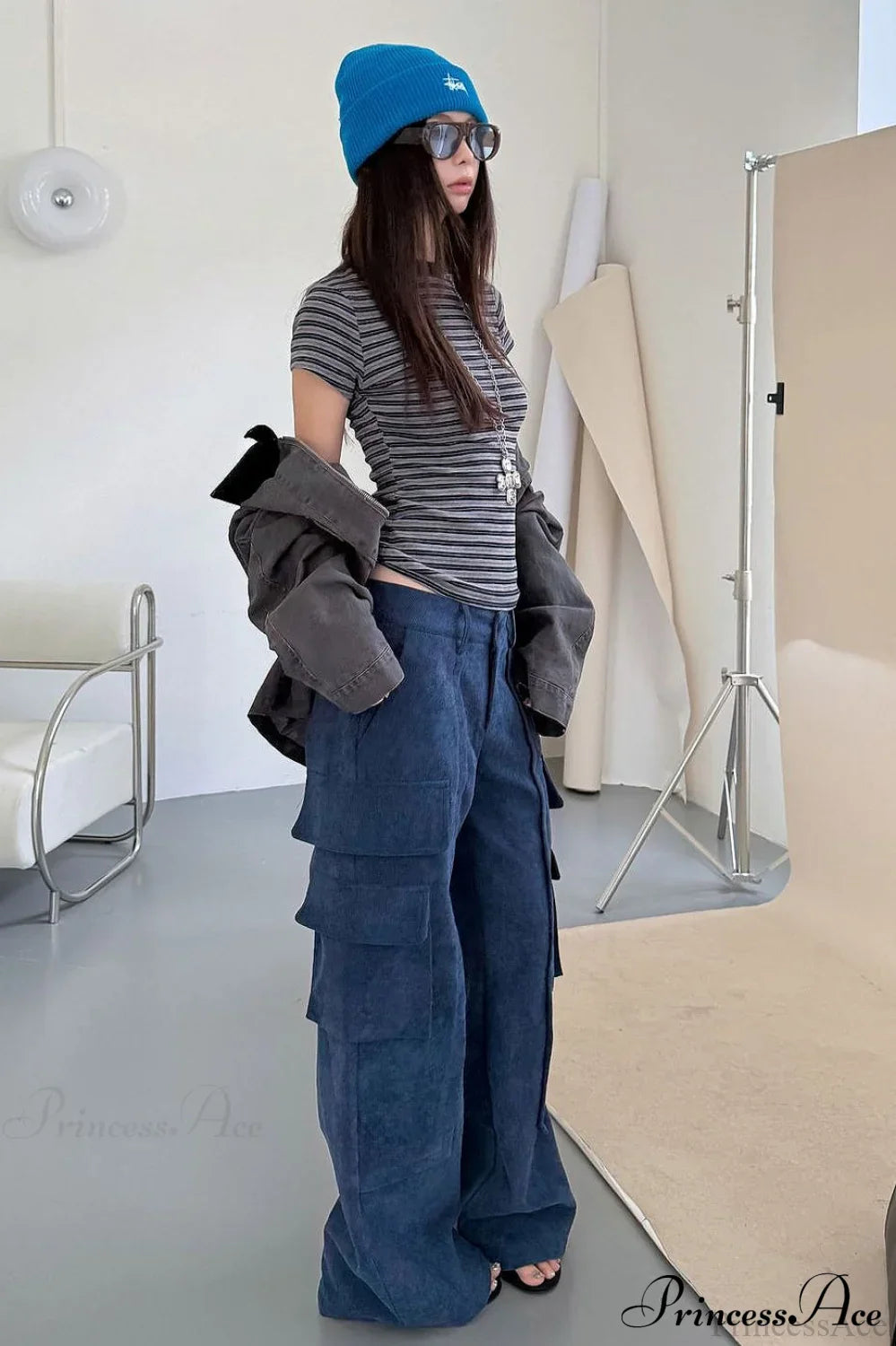 Corduroy Paneled Double Pocket Cargo Pants image 8
