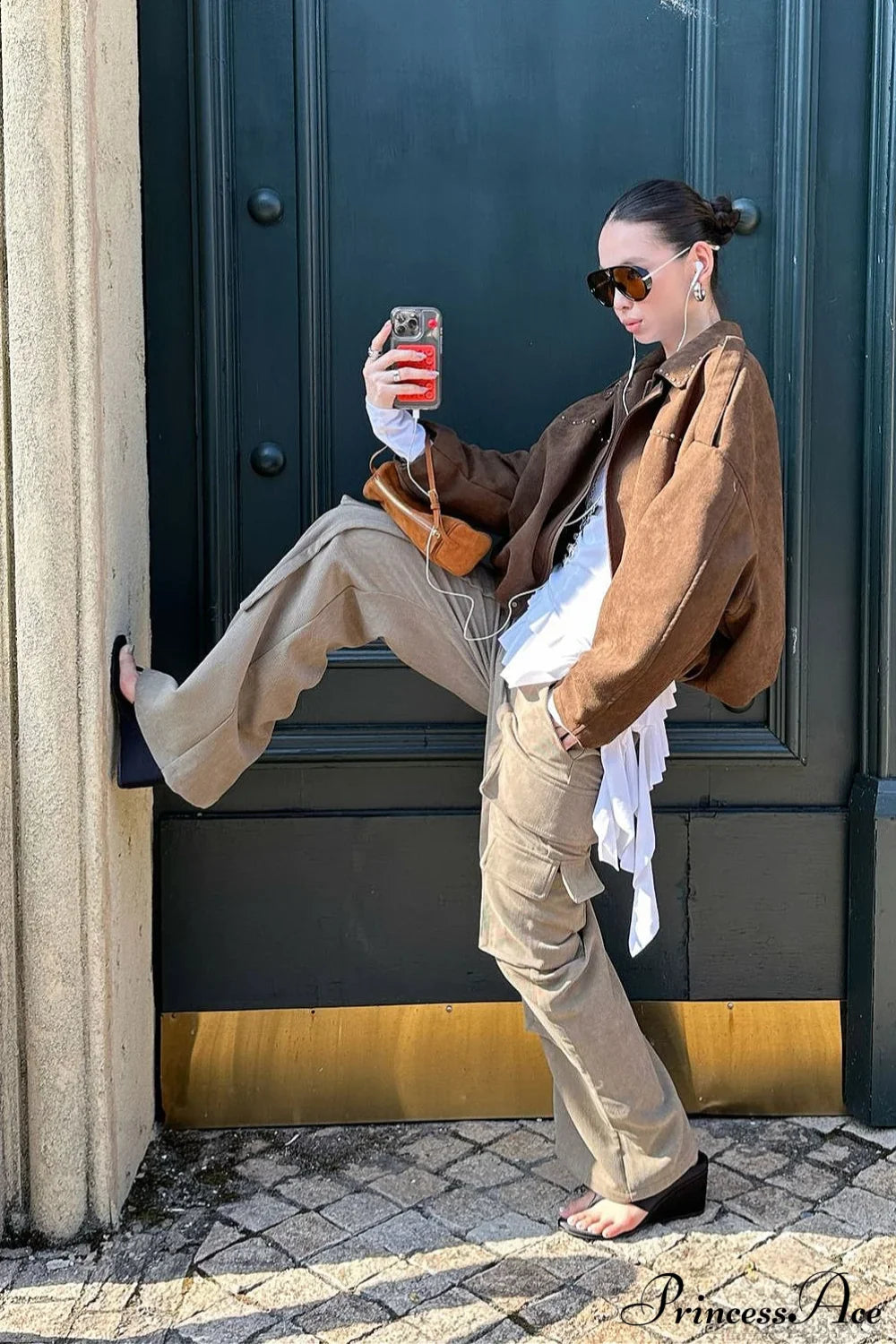 Corduroy Paneled Double Pocket Cargo Pants image 4