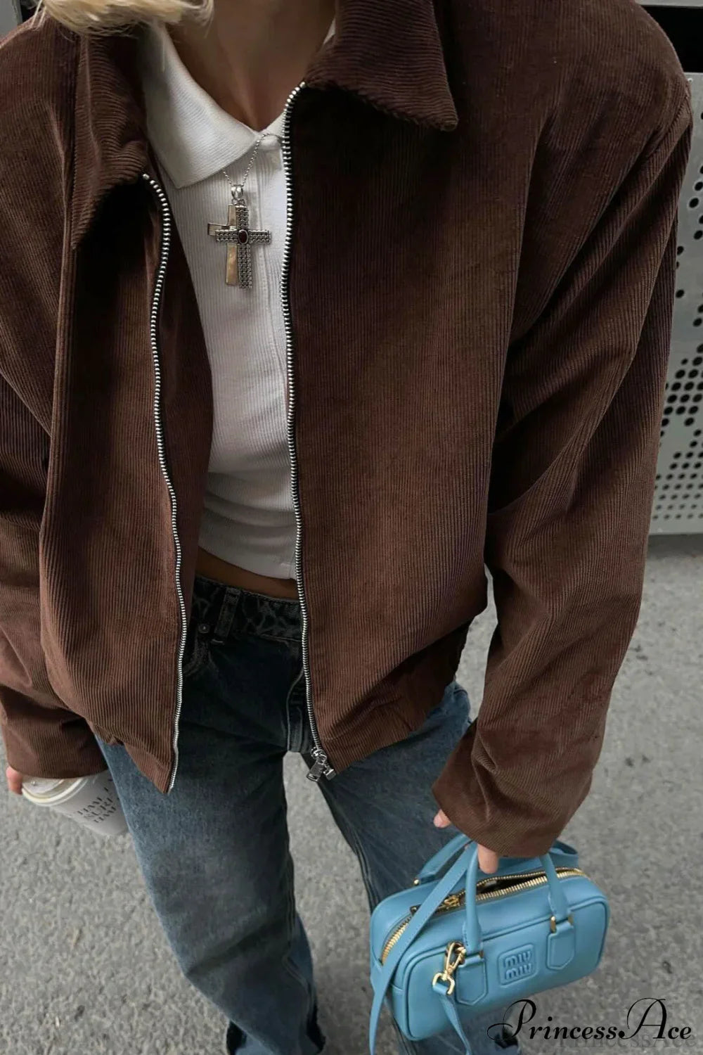 Corduroy Retro Collared Jacket Coat image 4