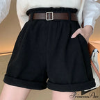 Corduroy High Waist Pleated Shorts image 1