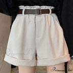 Corduroy High Waist Pleated Shorts image 2