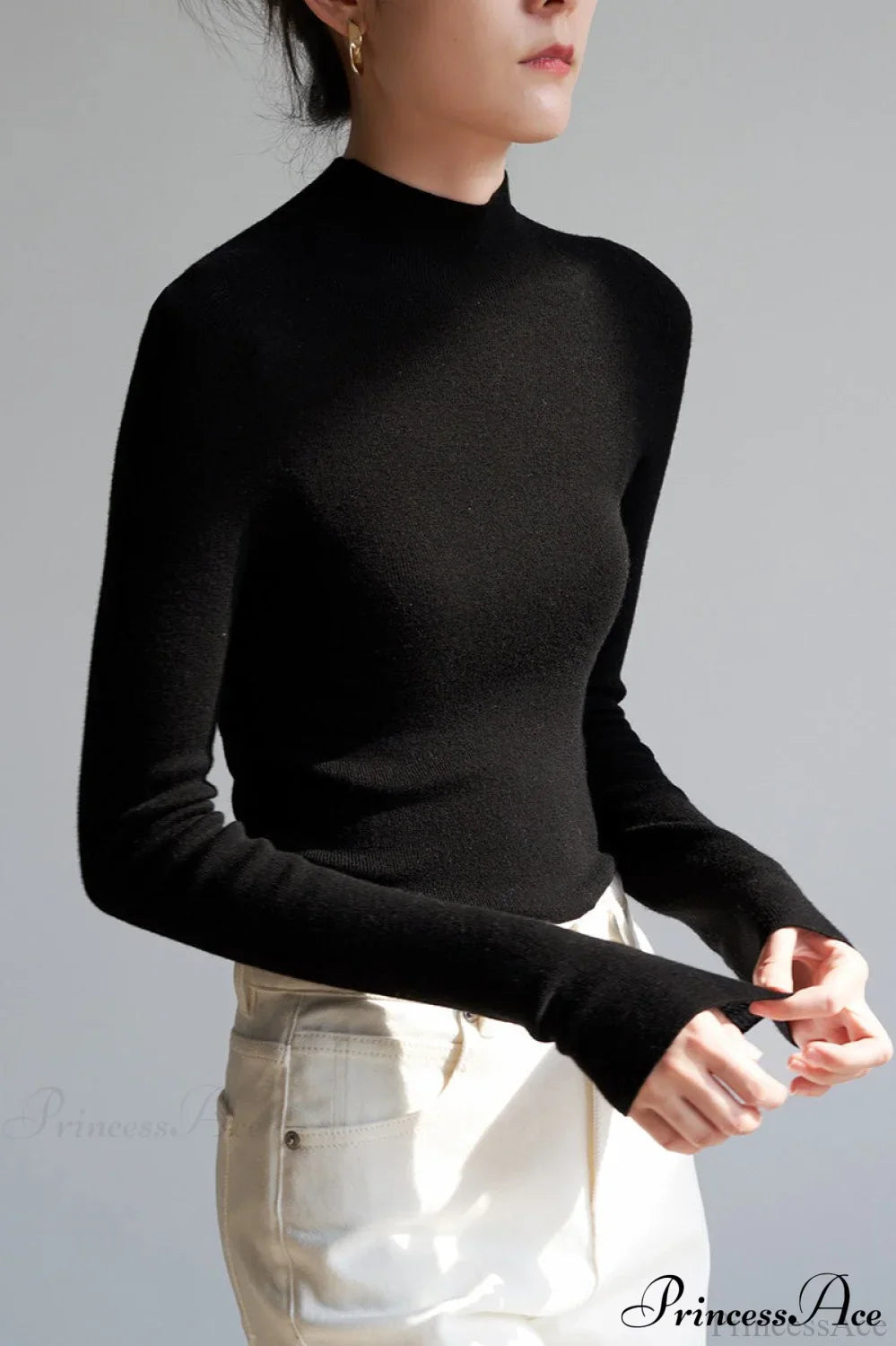 CorpCore Seamless Mock Neck Wool Knit Top image 8