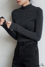 CorpCore Seamless Mock Neck Wool Knit Top image 2
