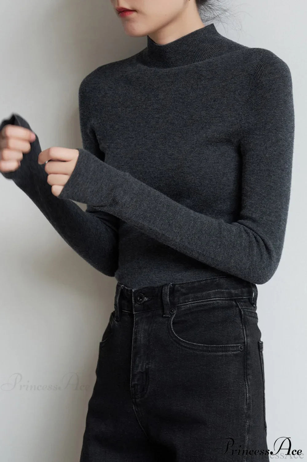 CorpCore Seamless Mock Neck Wool Knit Top image 2