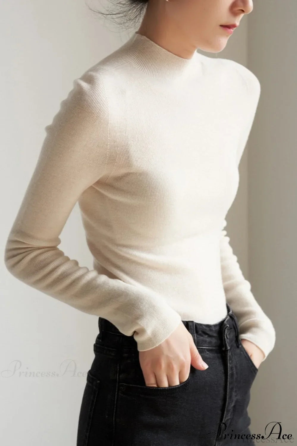 CorpCore Seamless Mock Neck Wool Knit Top image 7
