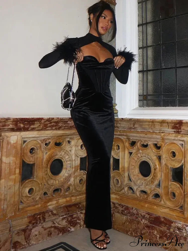 Corset Mesh See Through Maxi Dress image 6