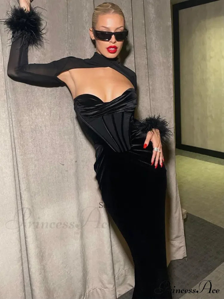 Corset Mesh See Through Maxi Dress image 3