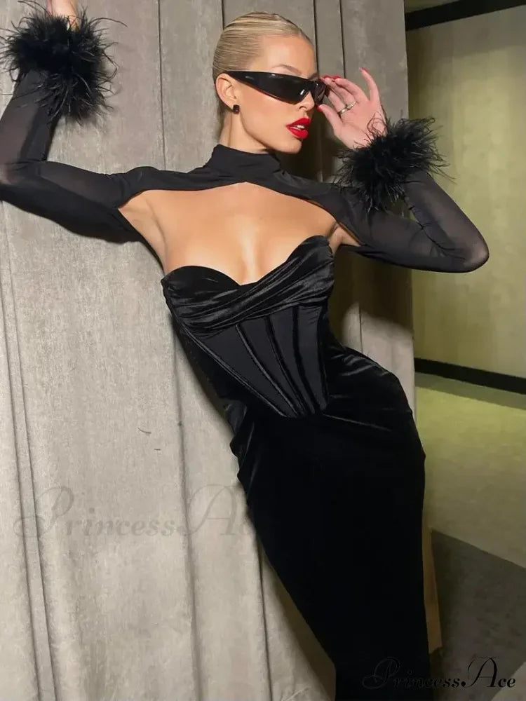 Corset Mesh See Through Maxi Dress image 7