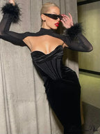 Corset Mesh See Through Maxi Dress image 7