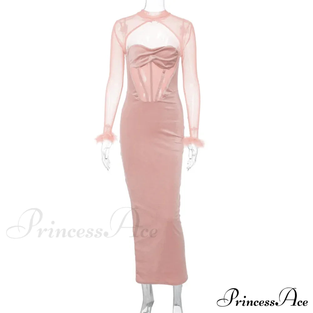 Corset Mesh See Through Maxi Dress image 8