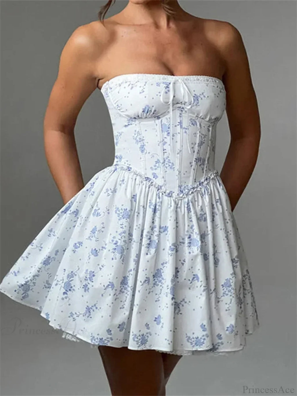 Corset Tie-Up Lace Trim Mini Dress image 4