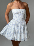 Corset Tie-Up Lace Trim Mini Dress image 4