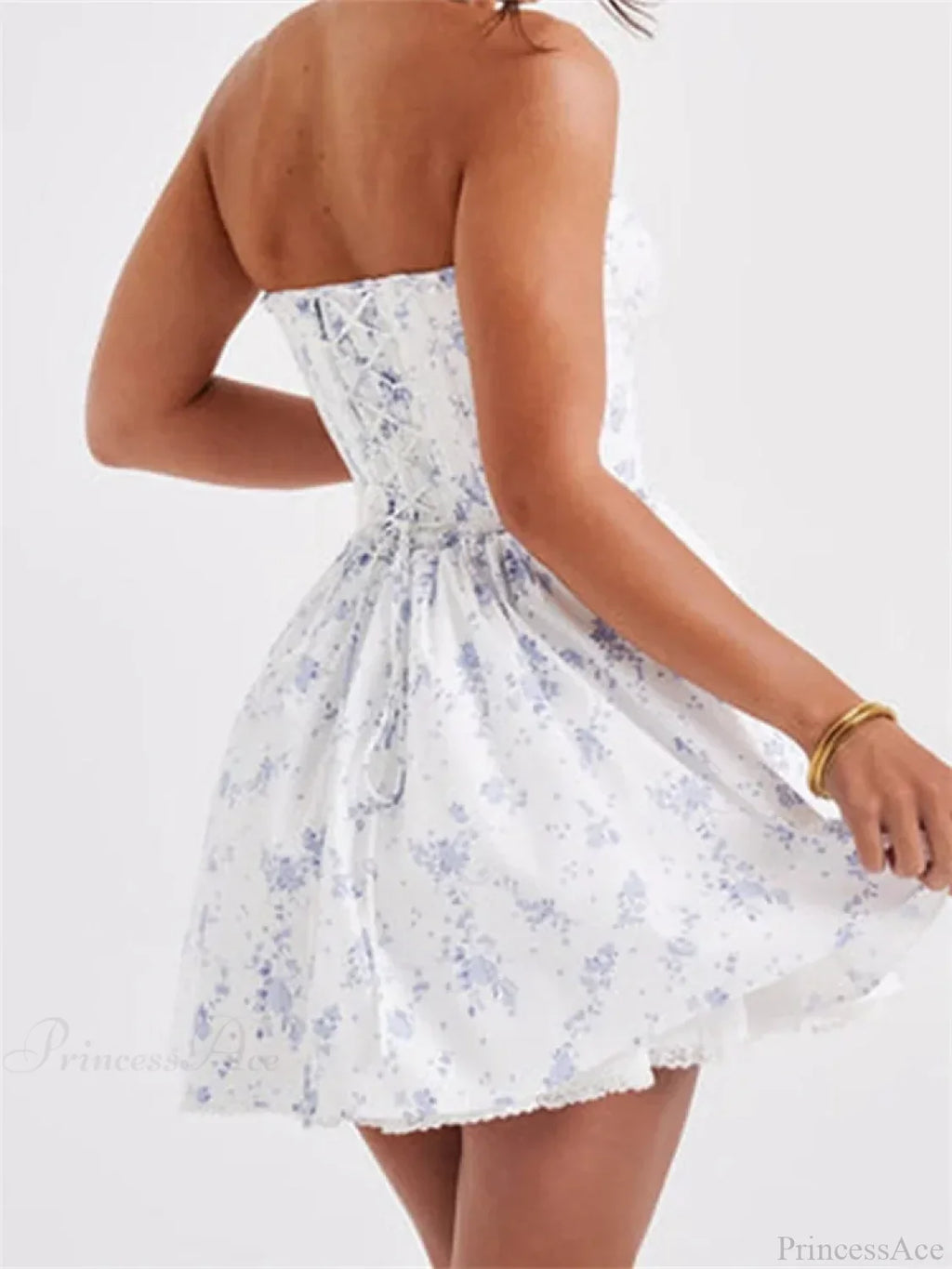Corset Tie-Up Lace Trim Mini Dress image 6