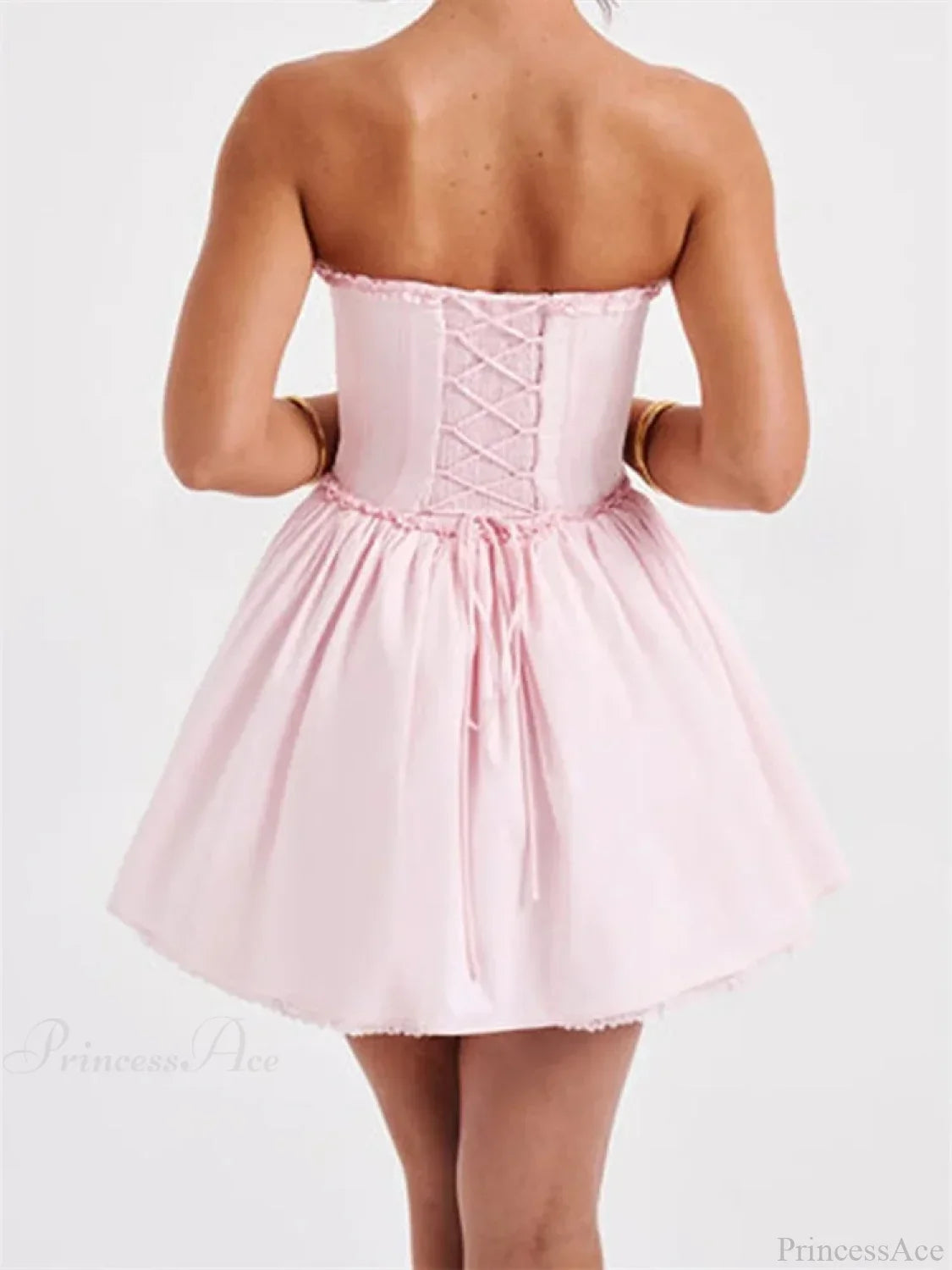 Corset Tie-Up Lace Trim Mini Dress image 3