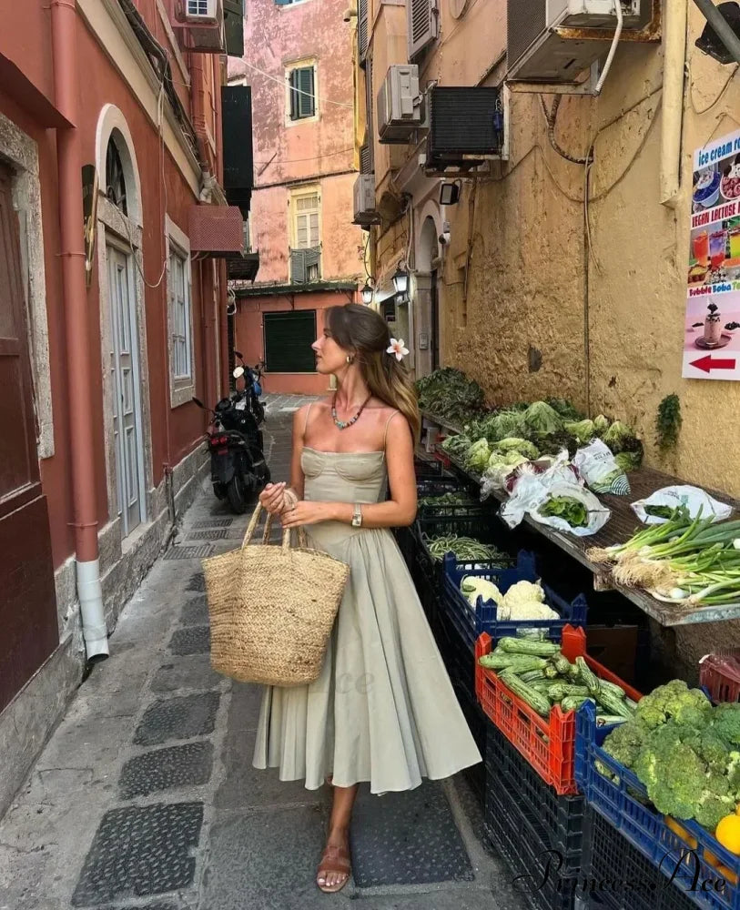 Pleated Corset Slip Midi Dress image 3