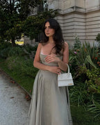 Pleated Corset Slip Midi Dress image 1