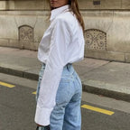 Cotton Casual White Blouse Office Lady Blouse image 5
