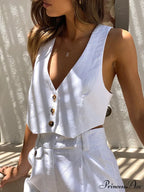 Cotton Crisscross Graceful Tailored Vest image 3