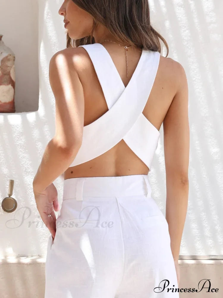 Cotton Crisscross Graceful Tailored Vest image 4