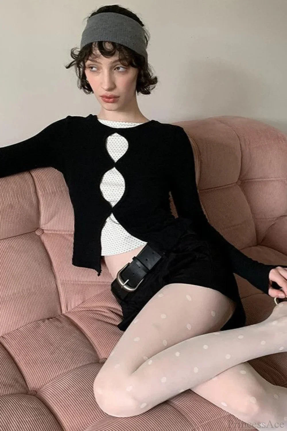 Cotton Cropped Faux Two-Piece Slim Long Sleeve Tee image 3
