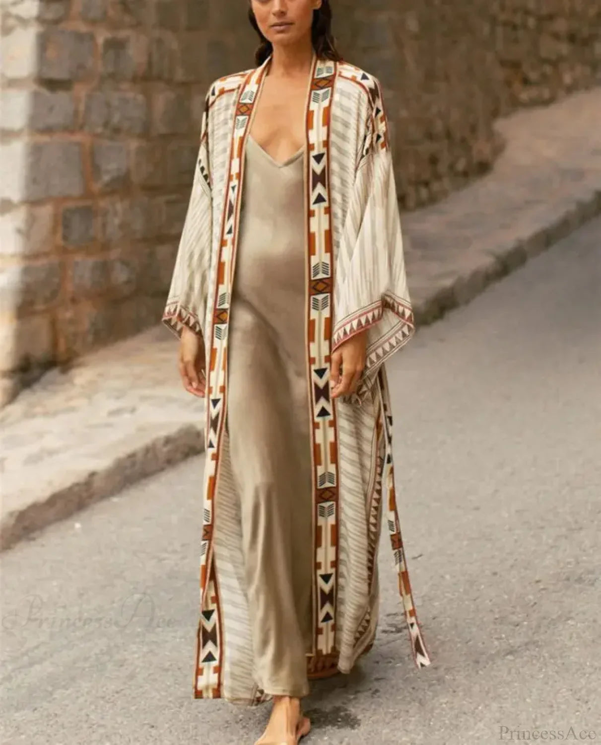 Cotton Ethnic Print Kimono Cardigan Boho Beach Cover up image 2