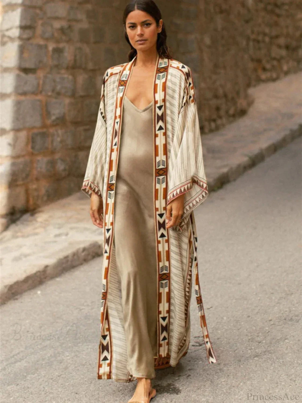 Cotton Ethnic Print Kimono Cardigan Boho Beach Cover up image 7