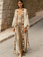 Cotton Ethnic Print Kimono Cardigan Boho Beach Cover up image 7