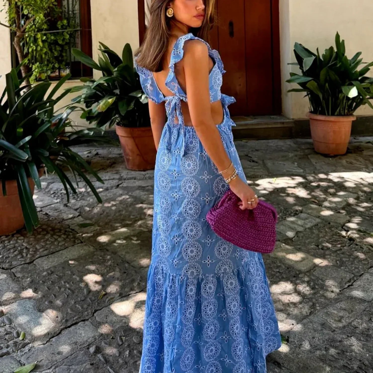 Cotton Floral Lace Party Boho Dress image 2