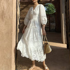 Cotton Floral V-neck Slim Summer Boho Dress image 1