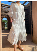 Cotton Floral V-neck Slim Summer Boho Dress image 2