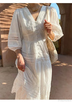 Cotton Floral V-neck Slim Summer Boho Dress image 3
