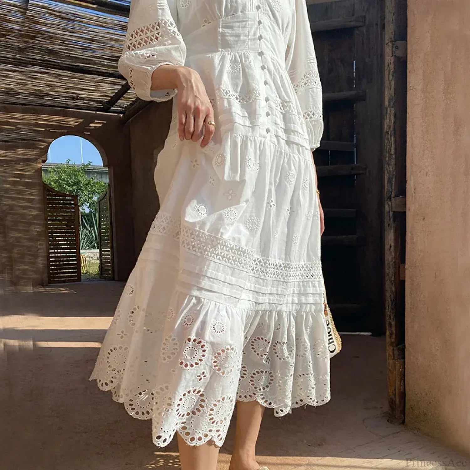 Cotton Floral V-neck Slim Summer Boho Dress image 5