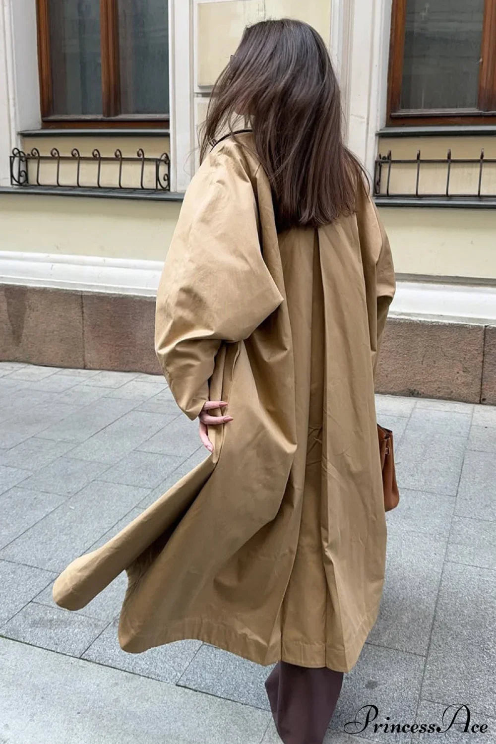 Cotton Lapel Single Breasted Long Loose Overcoat image 5