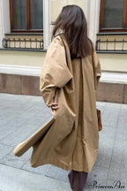 Cotton Lapel Single Breasted Long Loose Overcoat image 5