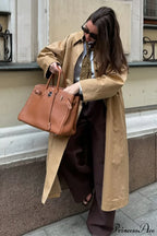 Cotton Lapel Single Breasted Long Loose Overcoat image 3