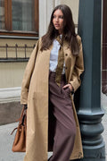 Cotton Lapel Single Breasted Long Loose Overcoat image 1