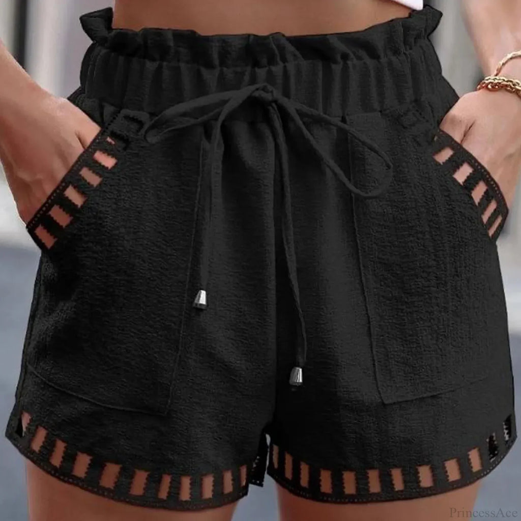 Cotton Linen HolLow-Out Beach Short image 2