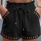 Cotton Linen HolLow-Out Beach Short image 2