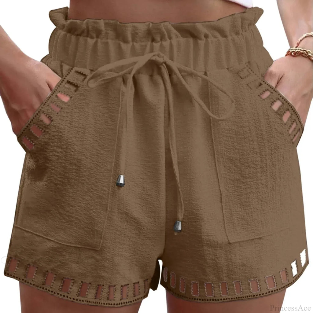 Cotton Linen HolLow-Out Beach Short image 7
