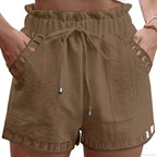 Cotton Linen HolLow-Out Beach Short image 7