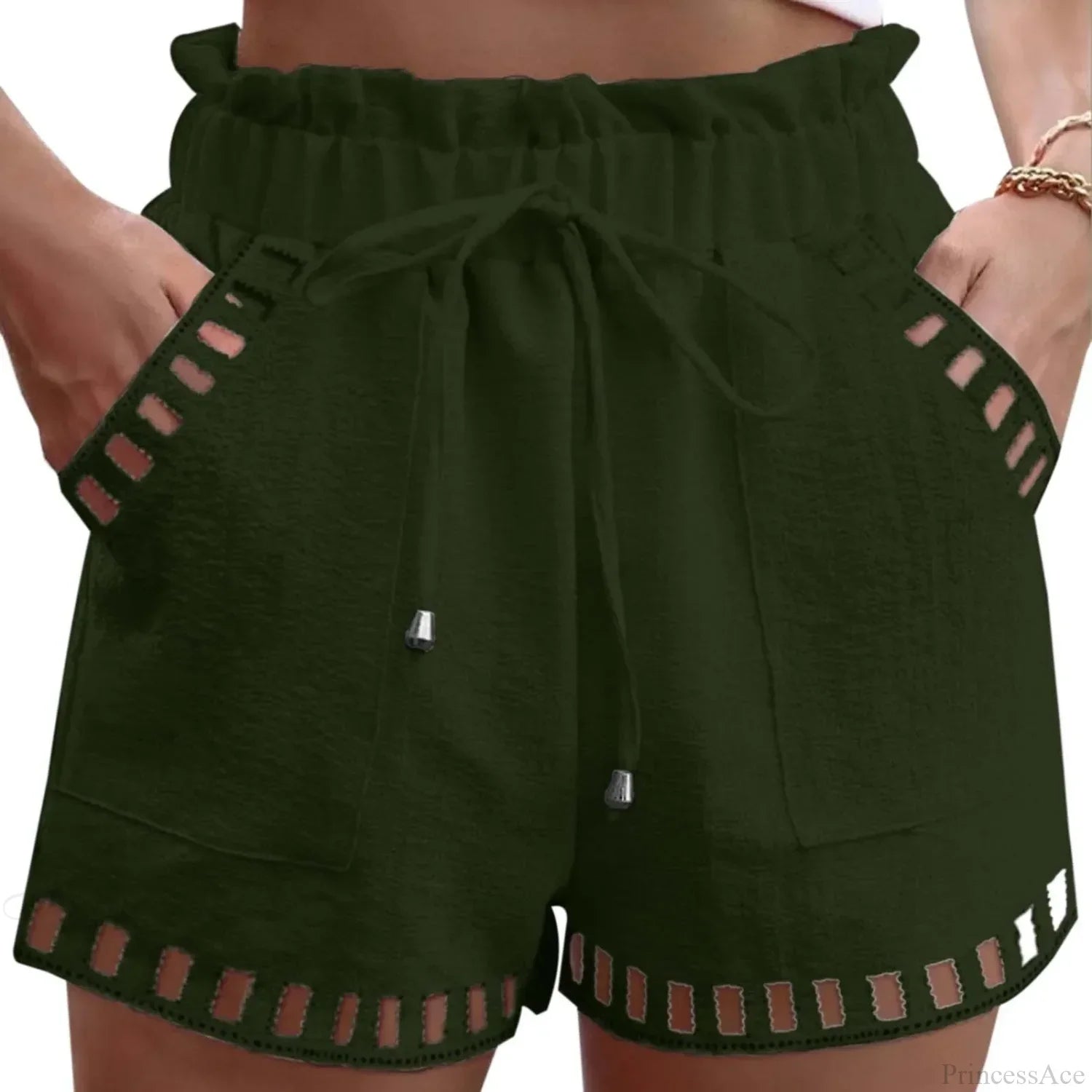 Cotton Linen HolLow-Out Beach Short image 8