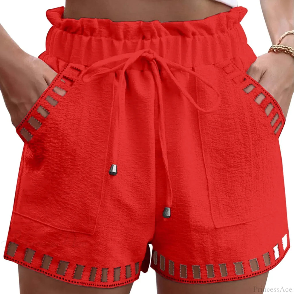 Cotton Linen HolLow-Out Beach Short image 6