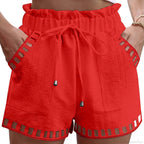 Cotton Linen HolLow-Out Beach Short image 6