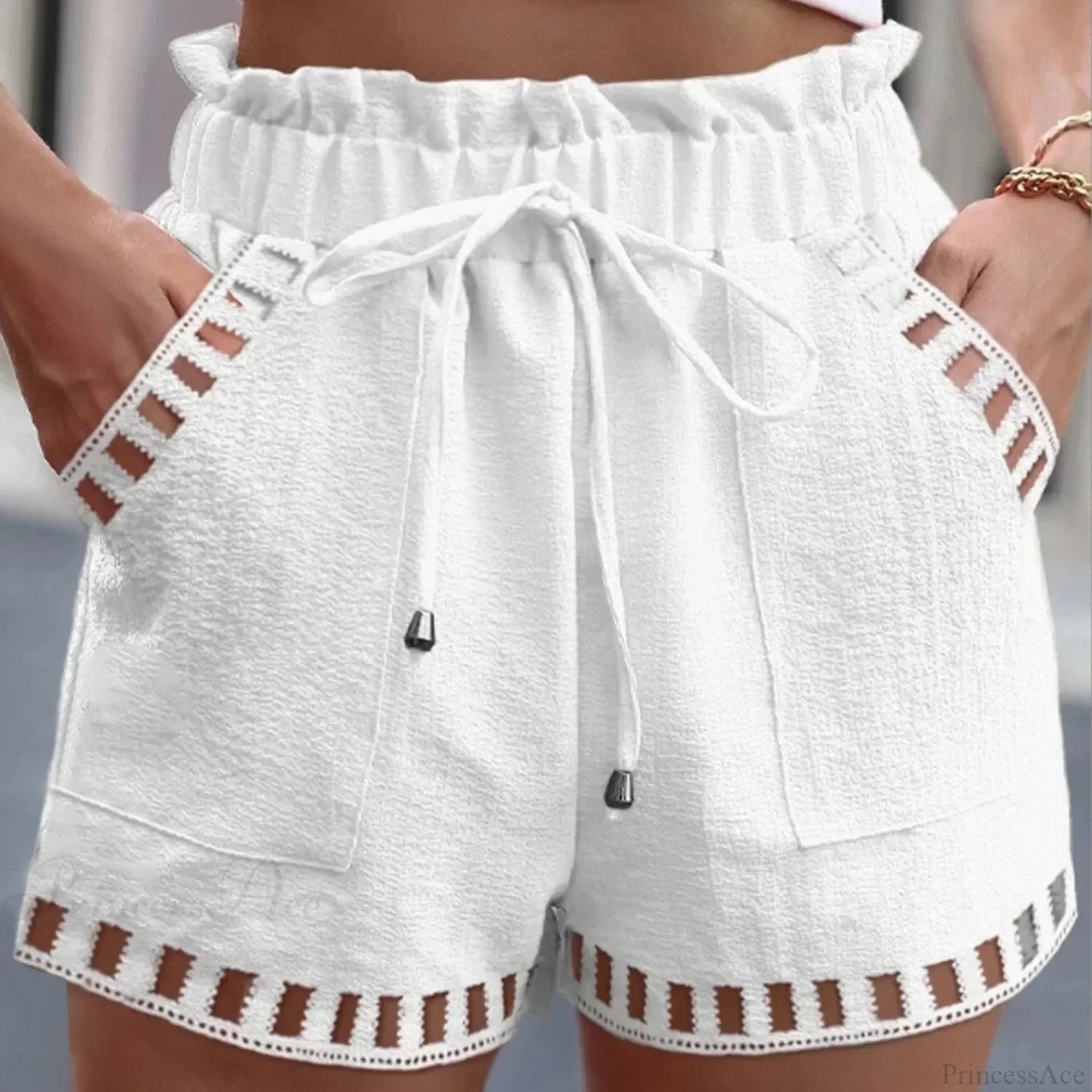 Cotton Linen HolLow-Out Beach Short image 1